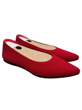 Vivaia Aria 5 Pointed Toe Ballet Flats Ruby Red  EU Sz 36.5 New